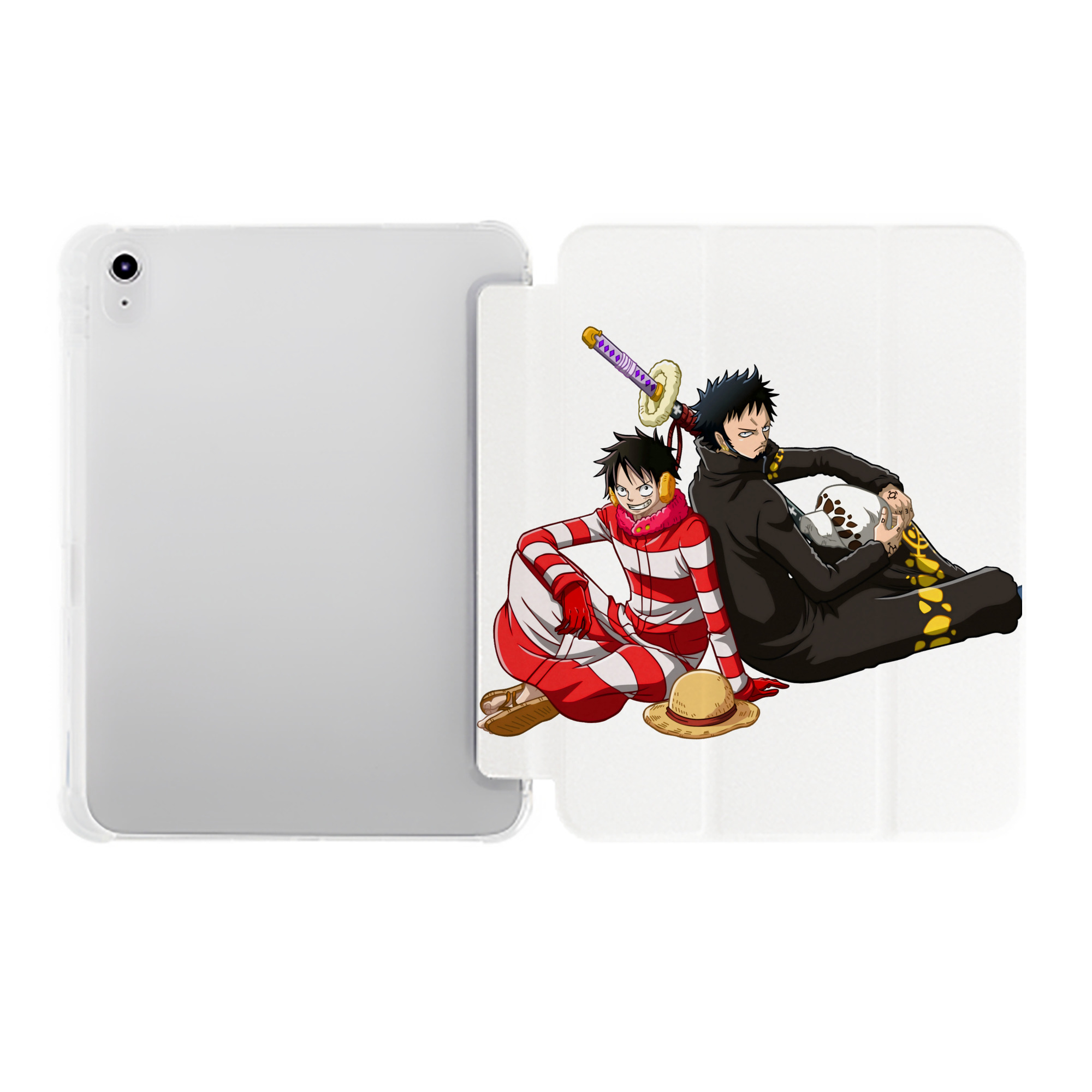 （画像用） ワンピース モンキー・D・ルフィ ONE PIECE Monkey D. Luffy IPad ケース ペン収納付き 三つ折りスタンド PUレザー×シリコン 対応機種9.5/10.5/10.9インチ